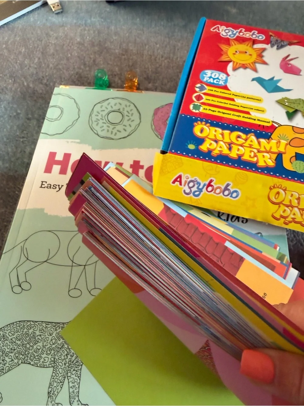 2 different Origami Paper Pack – Colorful Kids Craft Paper (Multicolor)